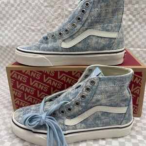 Vans Men’s Sk8-Hi Tapered  Denim Destroy Winter Sky Marshmallow Sneakers